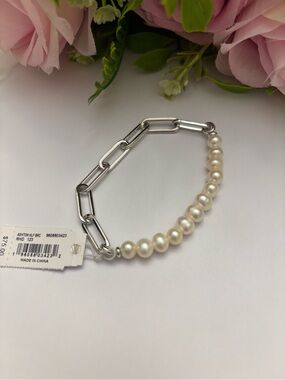 NWT Kendra Scott  Ashton Half Chain bracelet in silver White Pearls